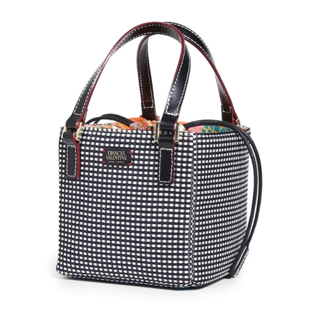 Frances Valentine Small Cube Top-Handle Bag Black &White Check - So Cute